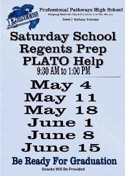Saturday school, regent prep schedule